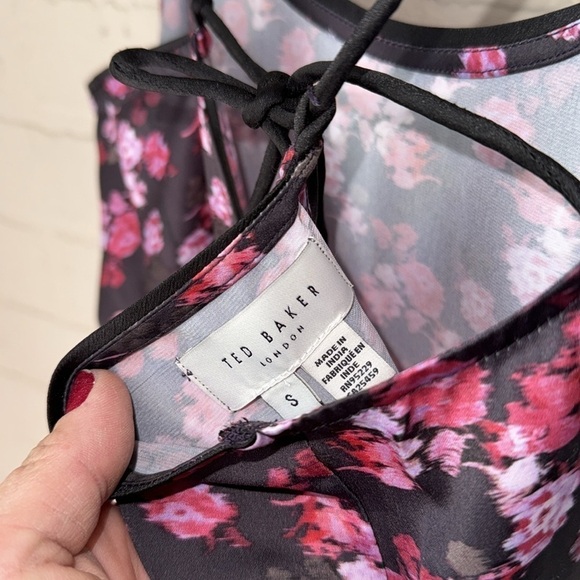 Ted Baker nightgown piped tie back chemise peony‎ glitched dress small Nightie - Picture 6 of 8